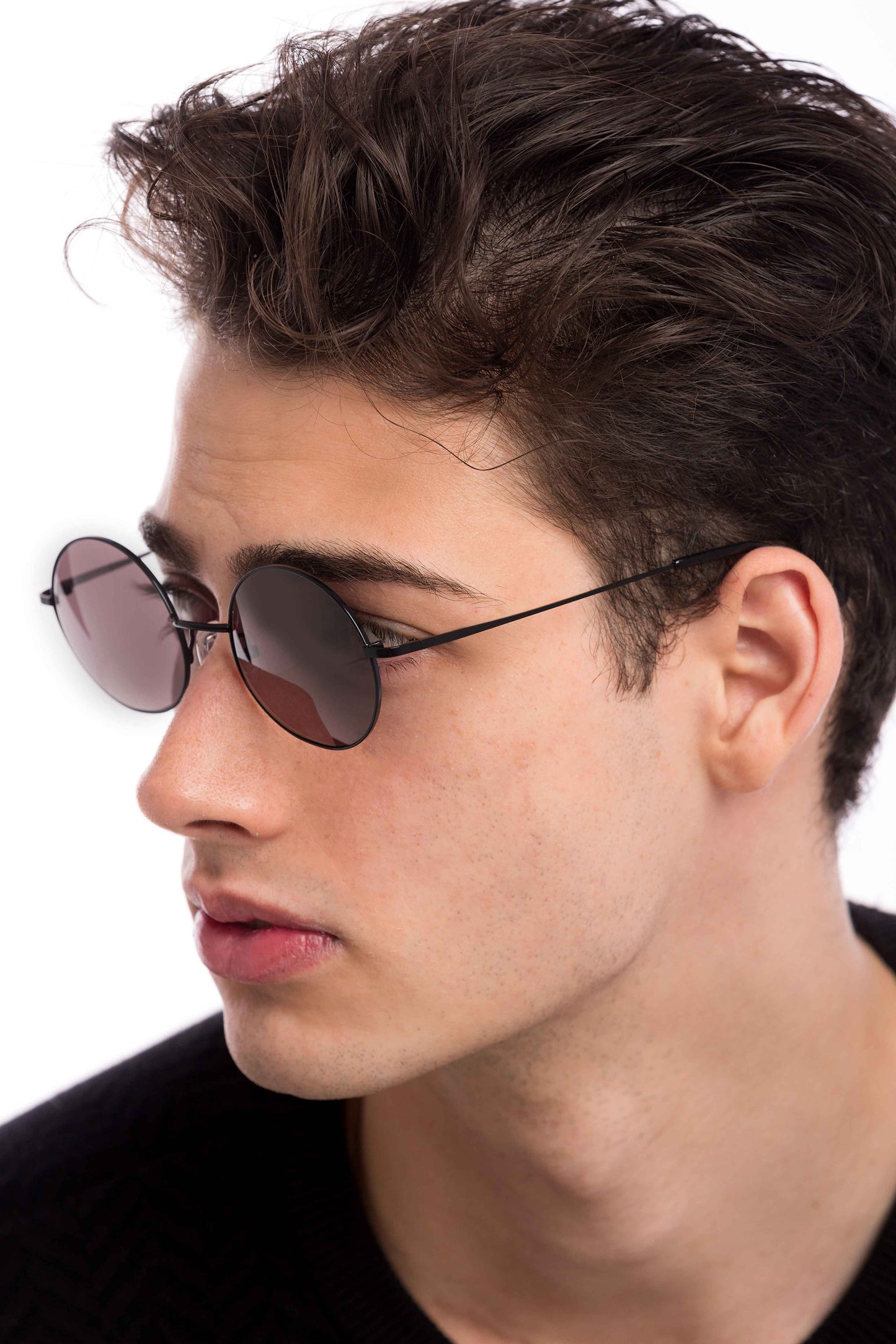 Man Wearing Lennon Sunglasses Prescription (Brown)